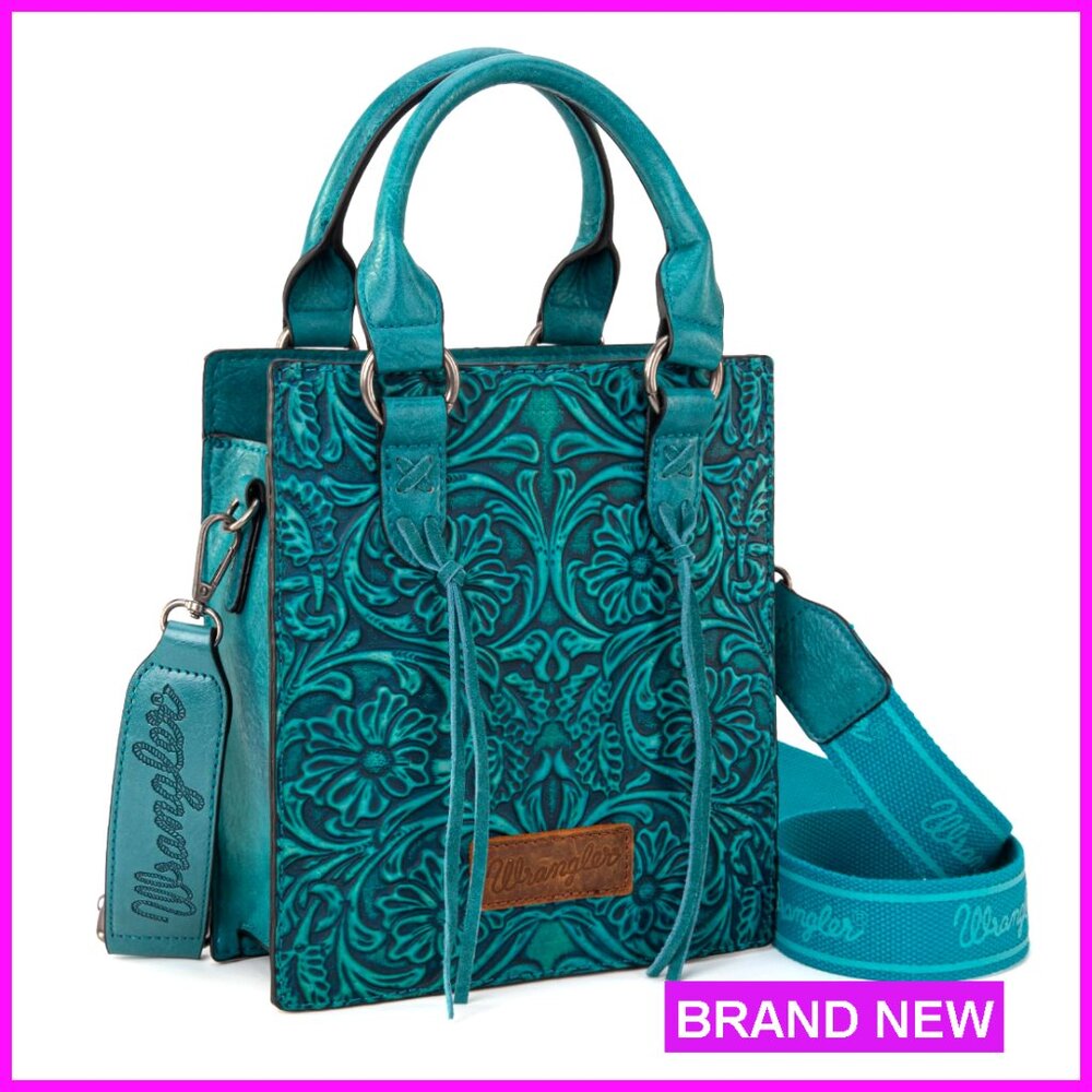 Western Crossbody Purse With Fringe And Embossed Tooling, Mini Tote